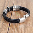 Браслет чоловічий шкіряний CRUSEDER чорний на магнітній застібці 17-19 см (довжина 21 см), фото 3