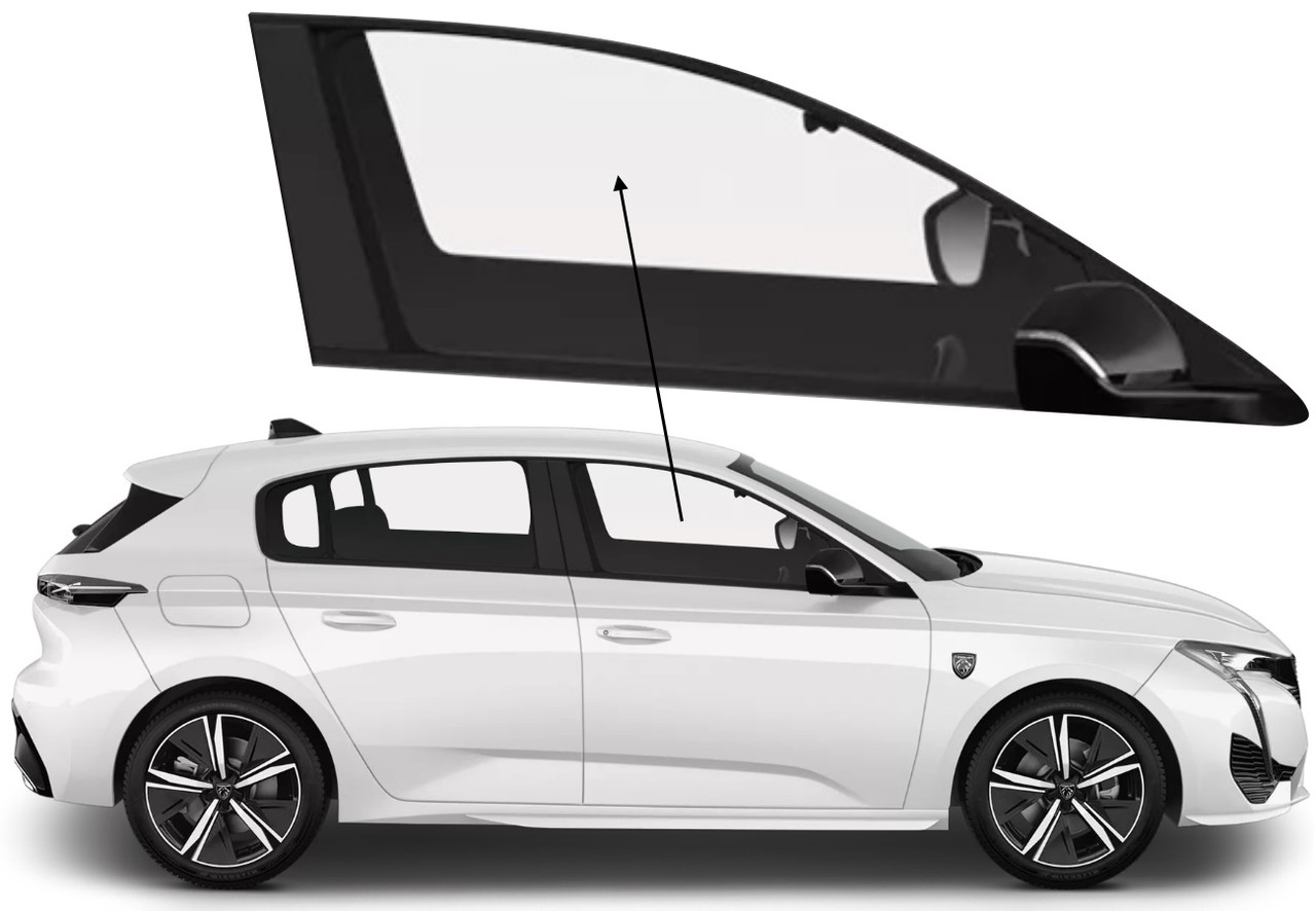 Бічне скло Peugeot 308 2021-2024 передніх дверей праве, фото 1