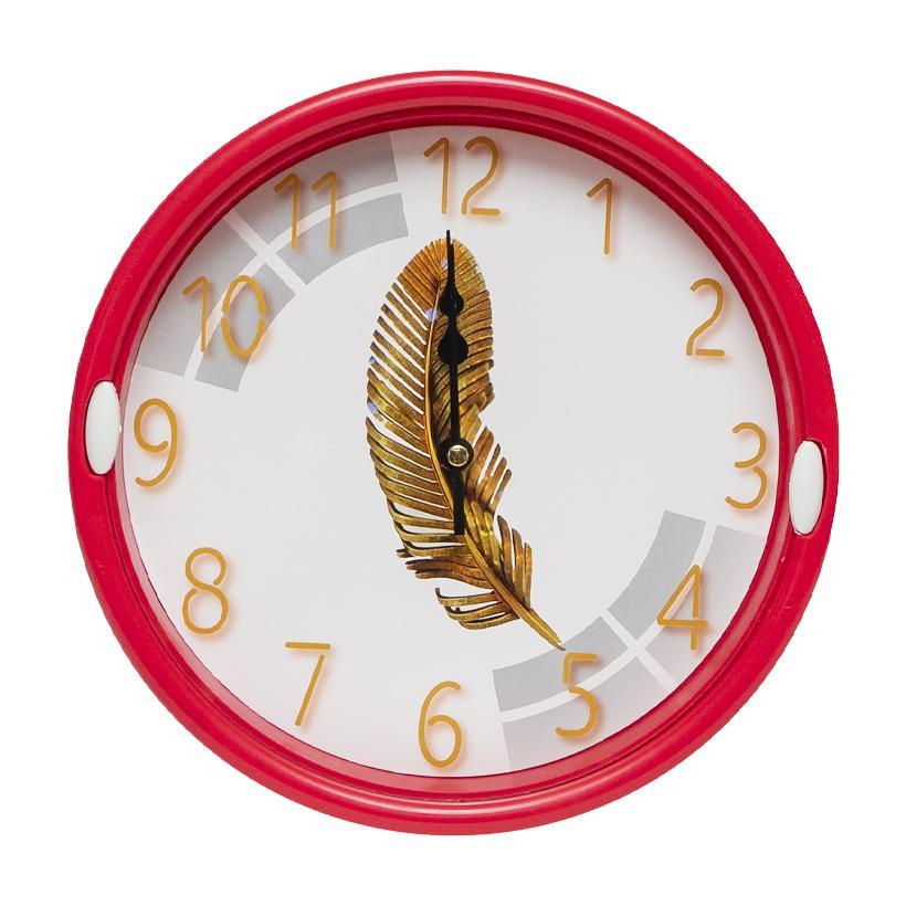 Годинник настінний №-33 на батарейках «Золоте перо», матеріал пластик, розмір 22см, червоний