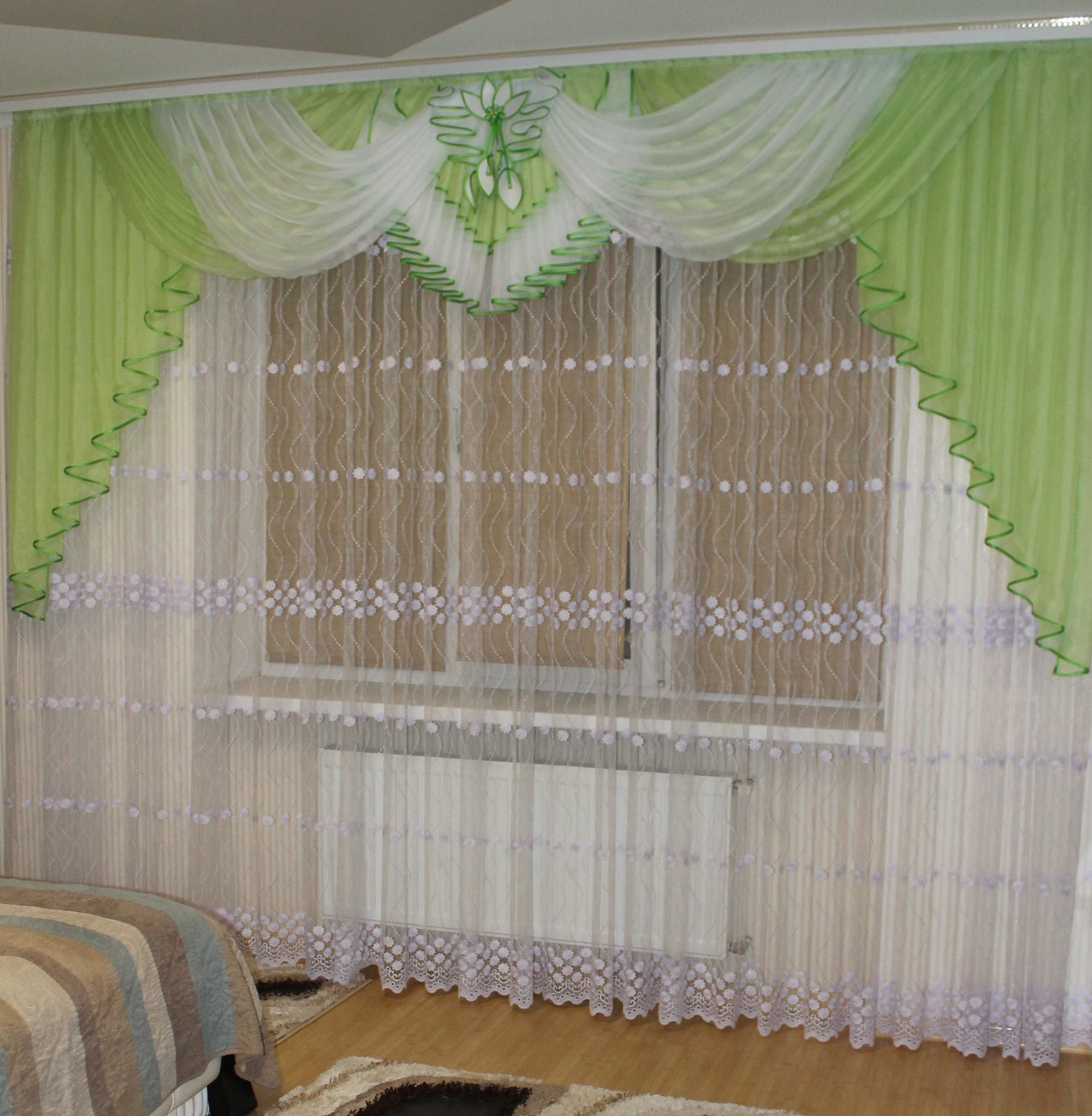 Шифоновий ламбрекен №106 3м салатовий