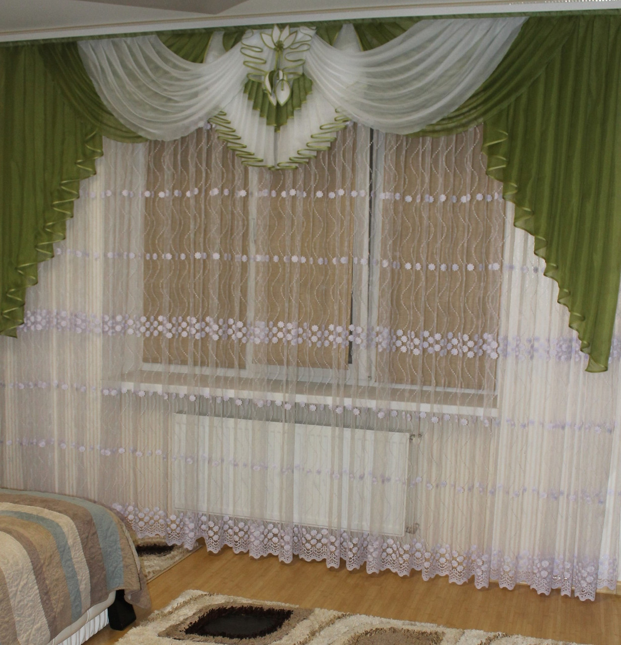 Шифоновий ламбрекен №106 3м зелений