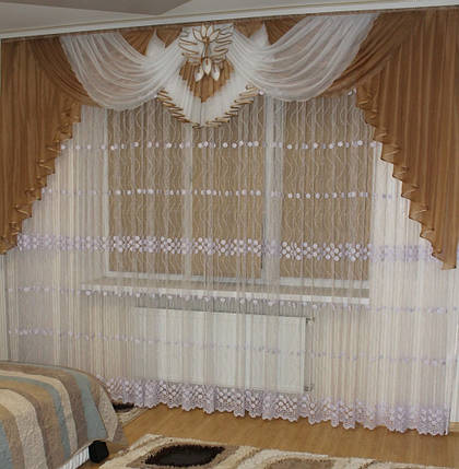 Шифоновий ламбрекен №106 3м коричневий, фото 1