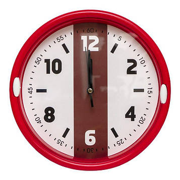 Годинник настінний №-37 на батарейках, матеріал пластик, розмір 22см, червоний