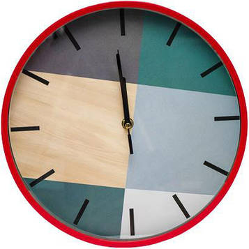 Годинник настінний №-76 на батарейках, матеріал пластик, розмір 30см, червоний