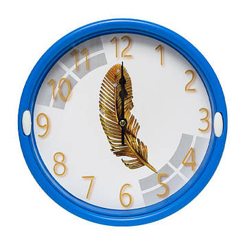 Годинник настінний №-32 на батарейках «Золоте перо», матеріал пластик, розмір 22см, синій