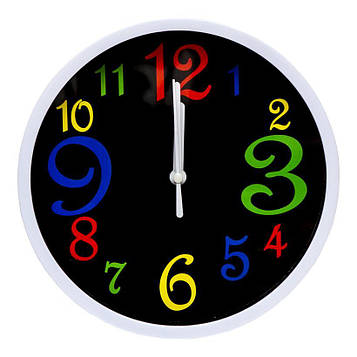 Годинник настінний №-26 на батарейках, матеріал пластик, розмір 19см, білий