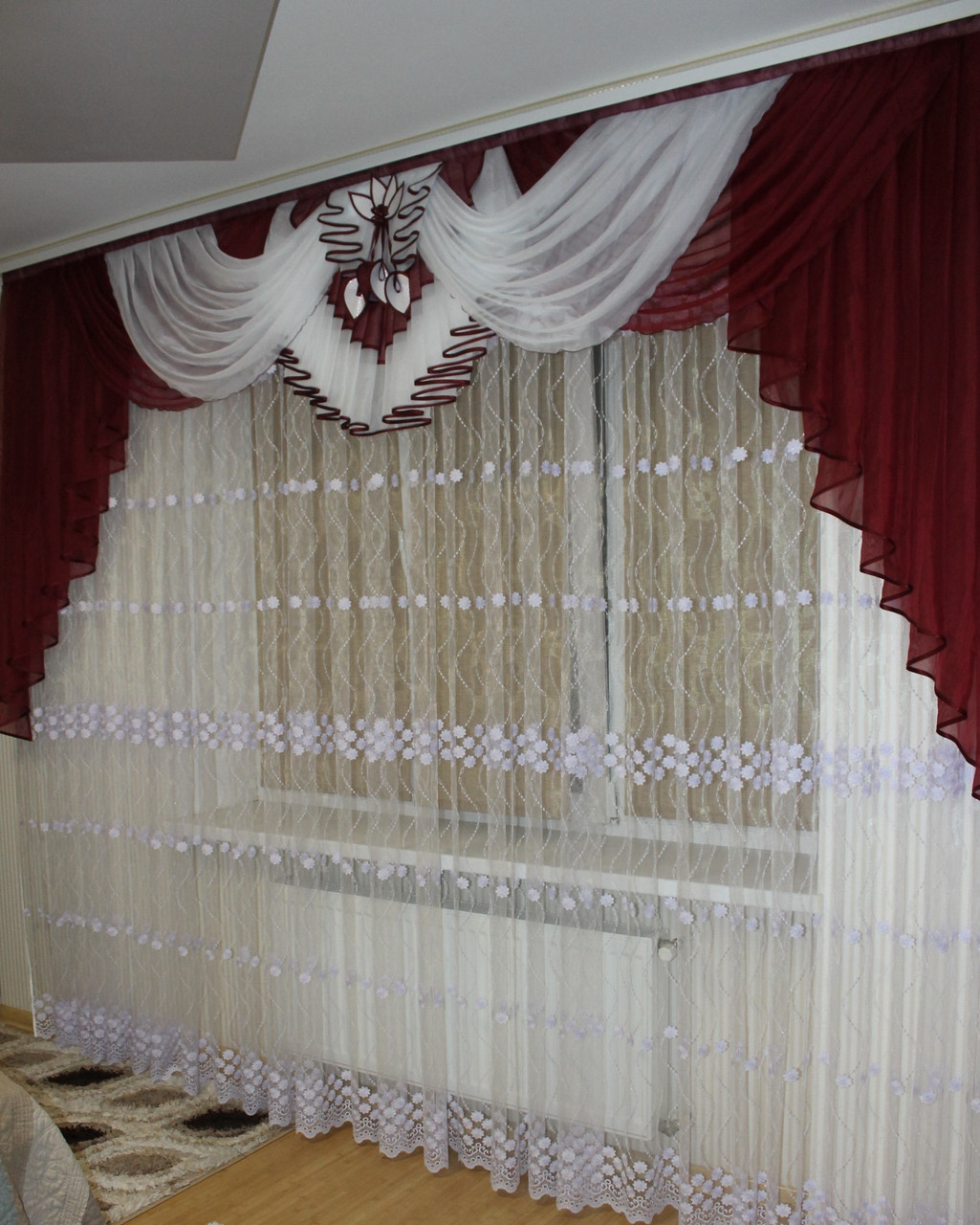 Шифоновий ламбрекен №106 3м бордо