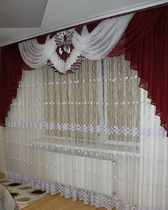 Шифоновий ламбрекен №106 3м бордо, фото 1