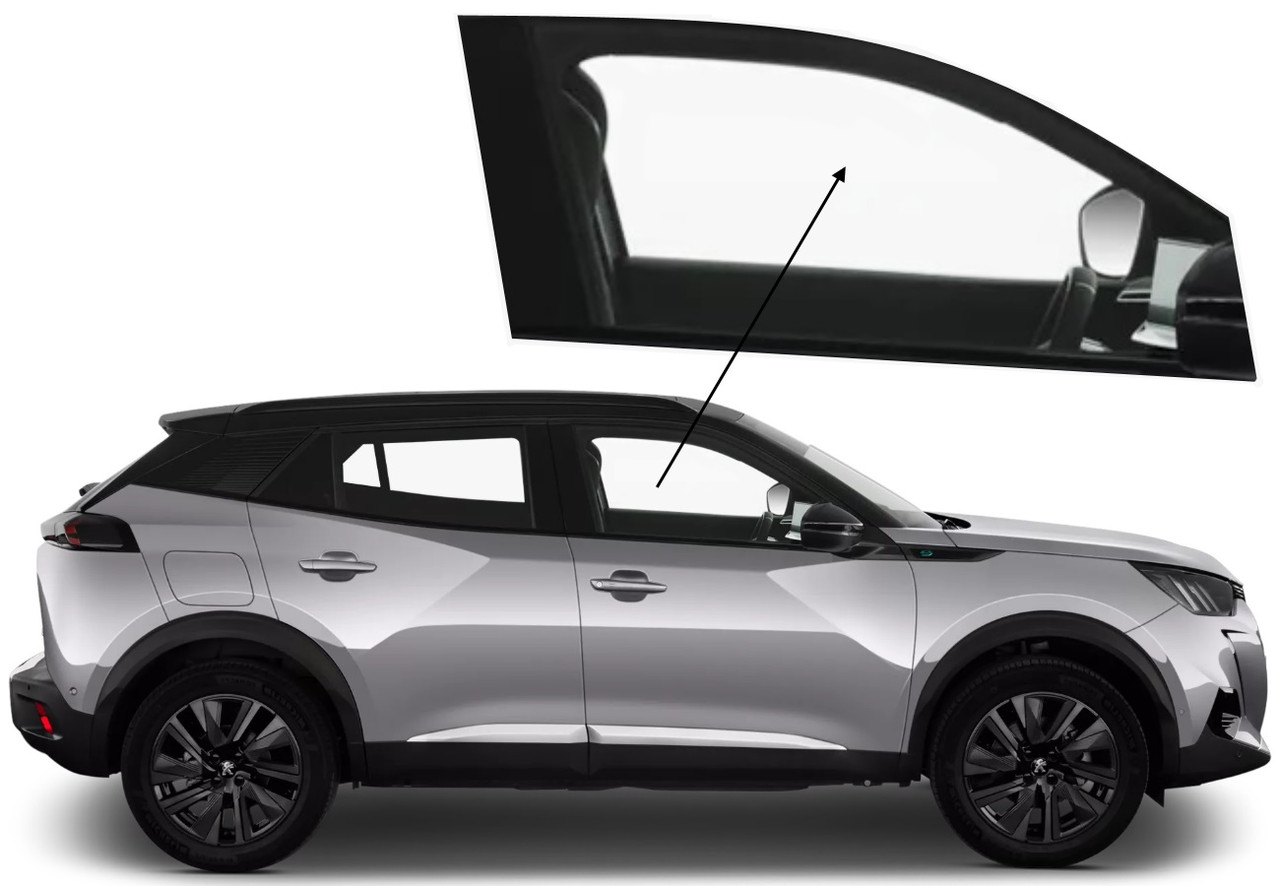 Бічне скло Peugeot 2008 2019-2025 передніх дверей праве, фото 1