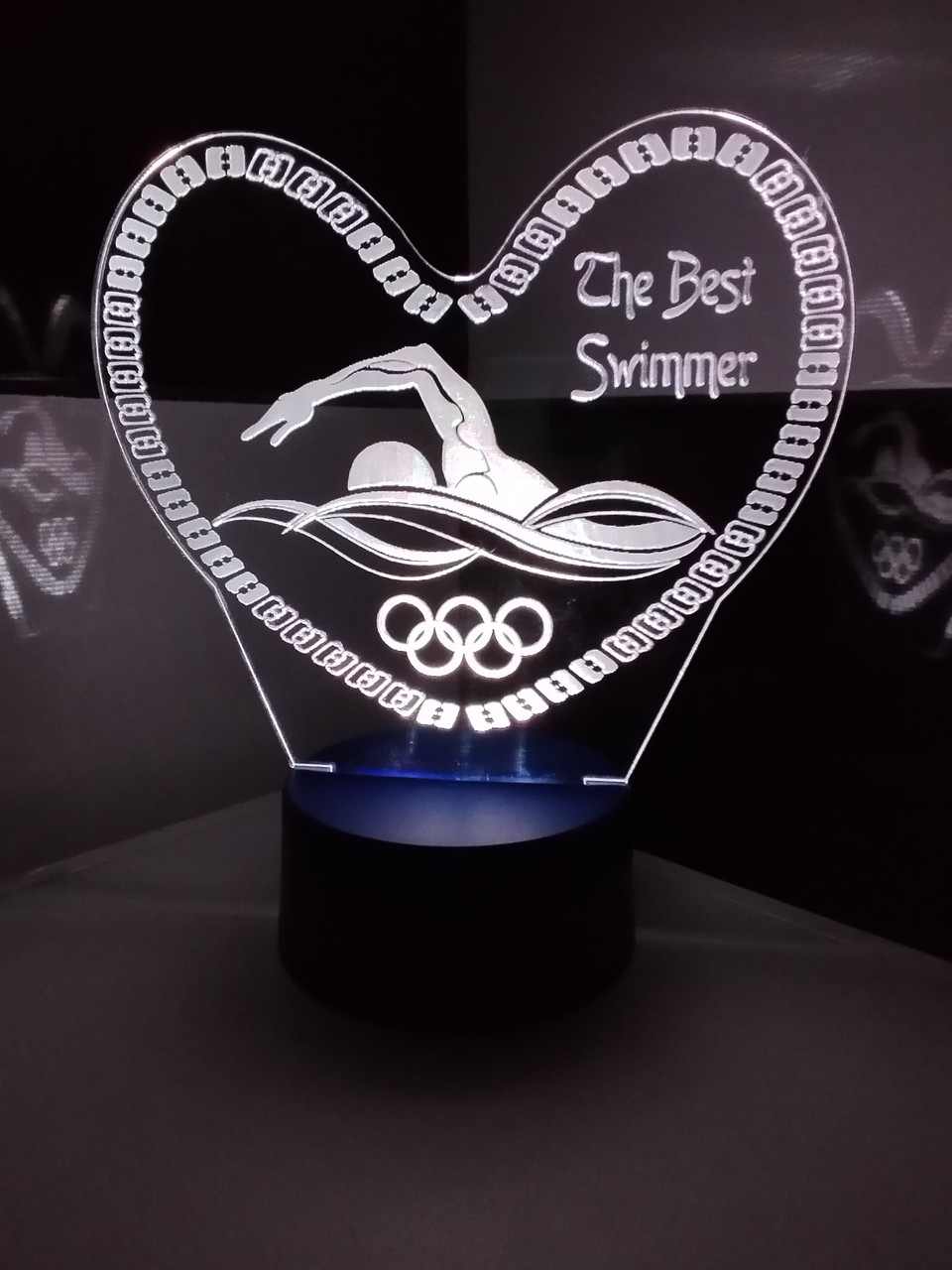 3d-світильник Плавець, swim, 3д-нічник, кілька підсвічувань (батарейка+220В), фото 1