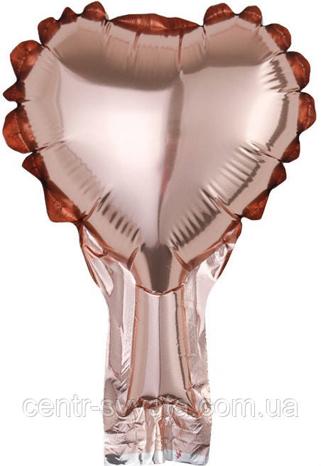 Фольгована кулька КНР 5"(12 см) Серце рожеве золото