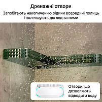 Кутова/пряма пластикова полиця на присосках для ванної. Прозоро-зелений органайзер-трансформер у ванну кімнату, фото 8