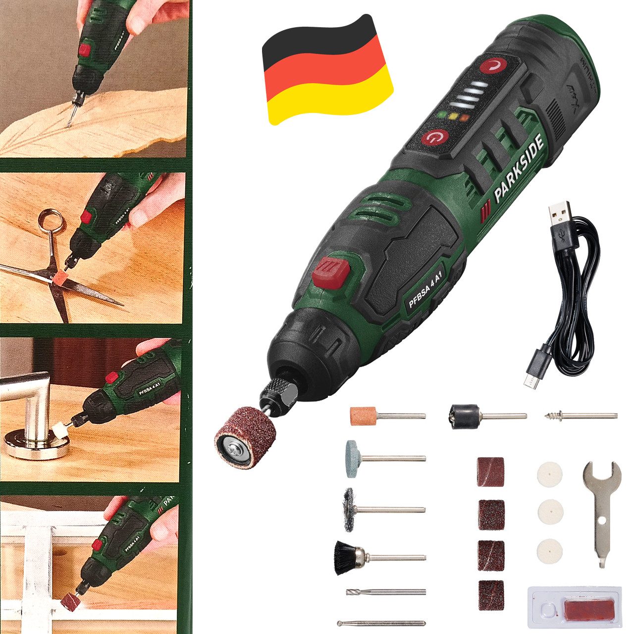 Акумуляторний гравер Parkside PFBSA 4 A1 (4 В, 2 А·год, 25000 об/хв, Німеччина), фото 1