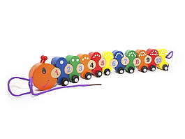 Дитяча дерев'яна каталка гусениця