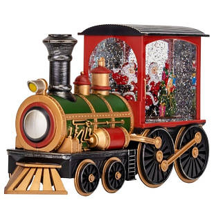 Новорічний музичний світильник-ретролітар зі снігом, великий різдвяний потяг Water Lantern 31.5 см