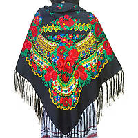 Українська хустка народна чорна 140*140 з бахромой