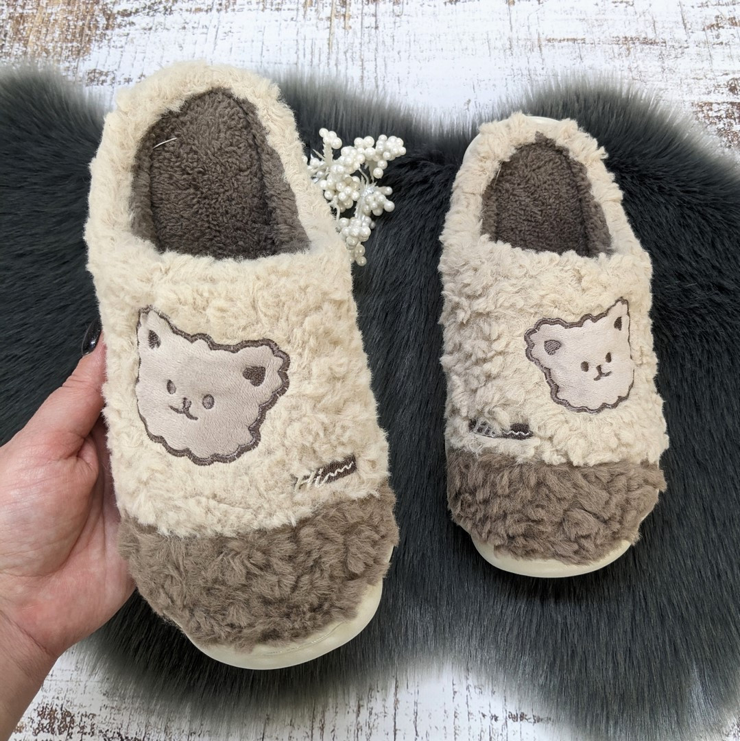 Тапочки домашні теплі жіночі або підліткові коричневі з ведмедиком 4720, фото 1