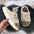 Тапочки домашні теплі жіночі або підліткові коричневі з ведмедиком 4720, фото 2