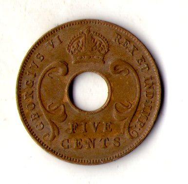 Британська Східна Африка 5 центів, 1943 рік Георг VI №2862, фото 1