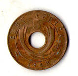 Британська Східна Африка 5 центів, 1943 рік Георг VI №2862, фото 2