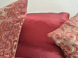Комплект декоративних подушок Firanka Damask 50х30см 1шт 32х32см 1шт 41х41см 1шт бордовий із золотистим (п_0733), фото 4