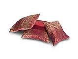 Комплект декоративних подушок Firanka Damask 50х30см 1шт 32х32см 1шт 41х41см 1шт бордовий із золотистим (п_0733), фото 2