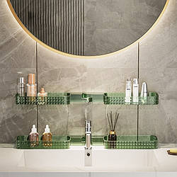 Комплект навісних настінних полиць у ванну, пластикова кутова поличка-трансформер (комплект 2 шт. Зелена)