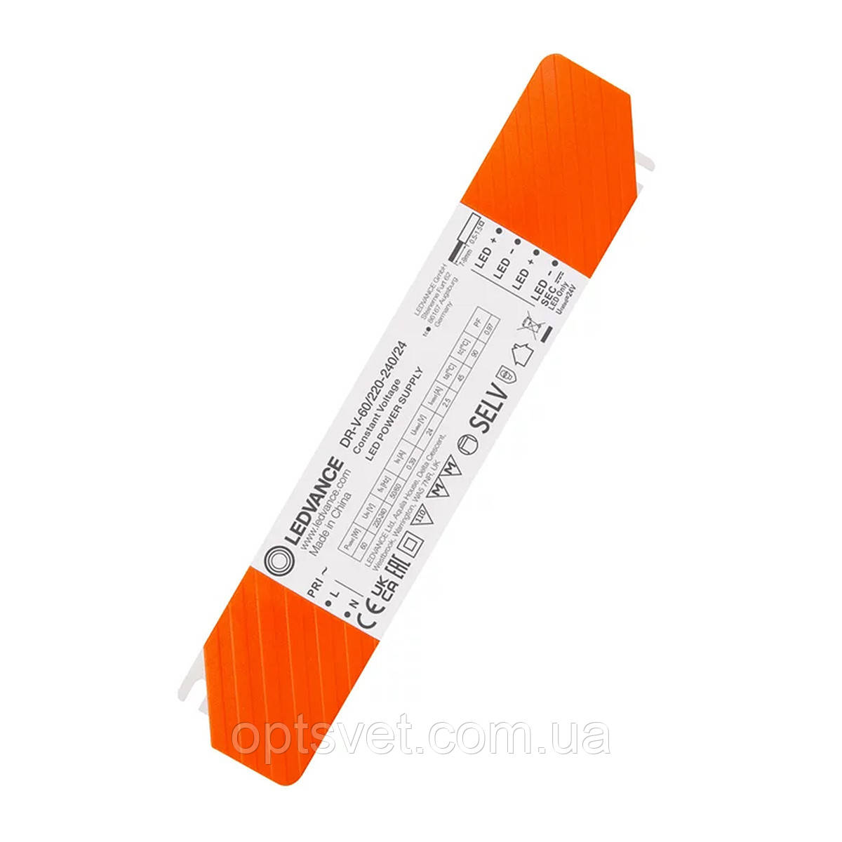 Блок живлення Ledvance DR-V 24 V 60 W 2,5 A IP20 (4058075835870), фото 1