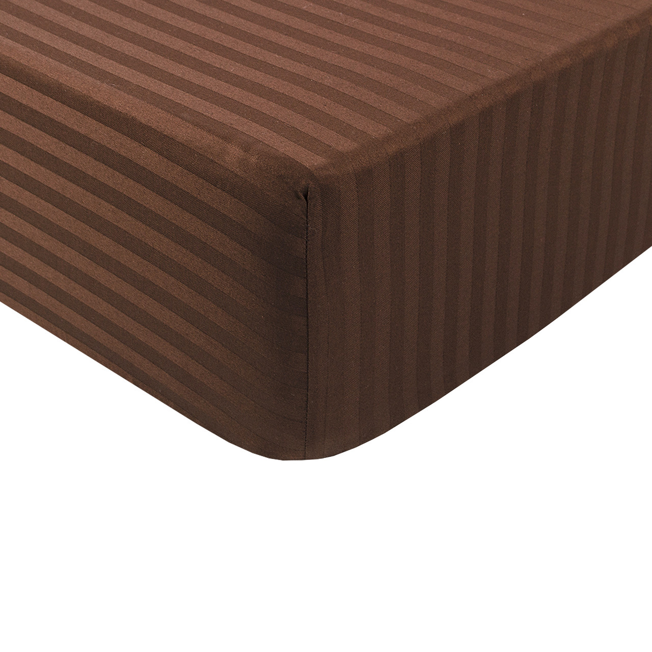 Простирадло Lotus Готель - Сатин Страйп 1*1 кавовий Туреччина 90*200*25 на резинці, фото 1