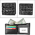 Шкіряний гаманець міні фактура крокодила А03-КТ-10259 Чорний, фото 2