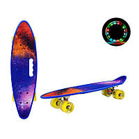 Пеніборд A-Toys Space синій PU колеса зі світлом, з ручкою, 60х17 см