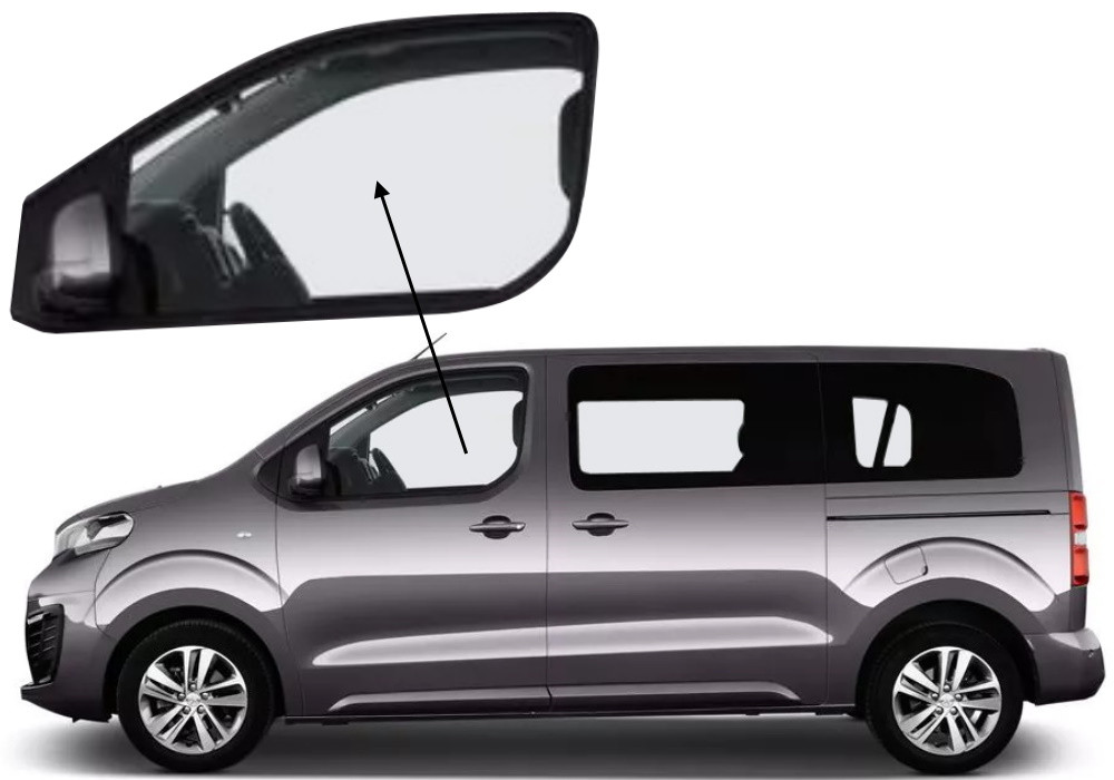 Бічне скло Peugeot Traveller 2016-2024 передніх дверей ліве, фото 1