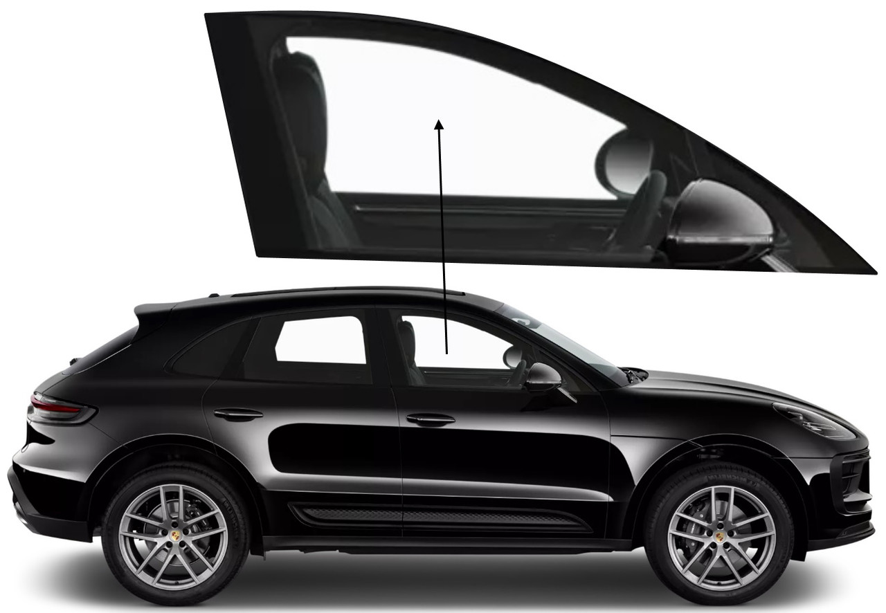 Бічне скло Porsche Macan 2014-2025 передніх дверей праве, фото 1