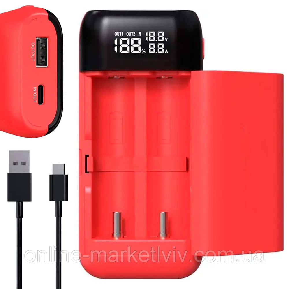 Зарядний пристрій 18650-21700, Power Bank, від USB, LiitoKala Lii-MP2 / Зарядка для батарейок