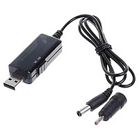 Кабель живлення для роутера від Power bank USB/DC 5V-9V-12V з вольтметром та перехідником (1м) чорний