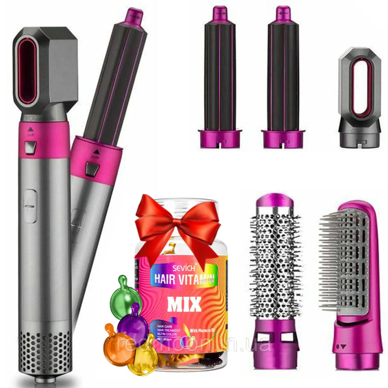 Фен стайлер Hot Air Styler, 1000W + Подарунок Капсули для волосся Sevich mix / Мультистайлер для волосся / Фен щітка