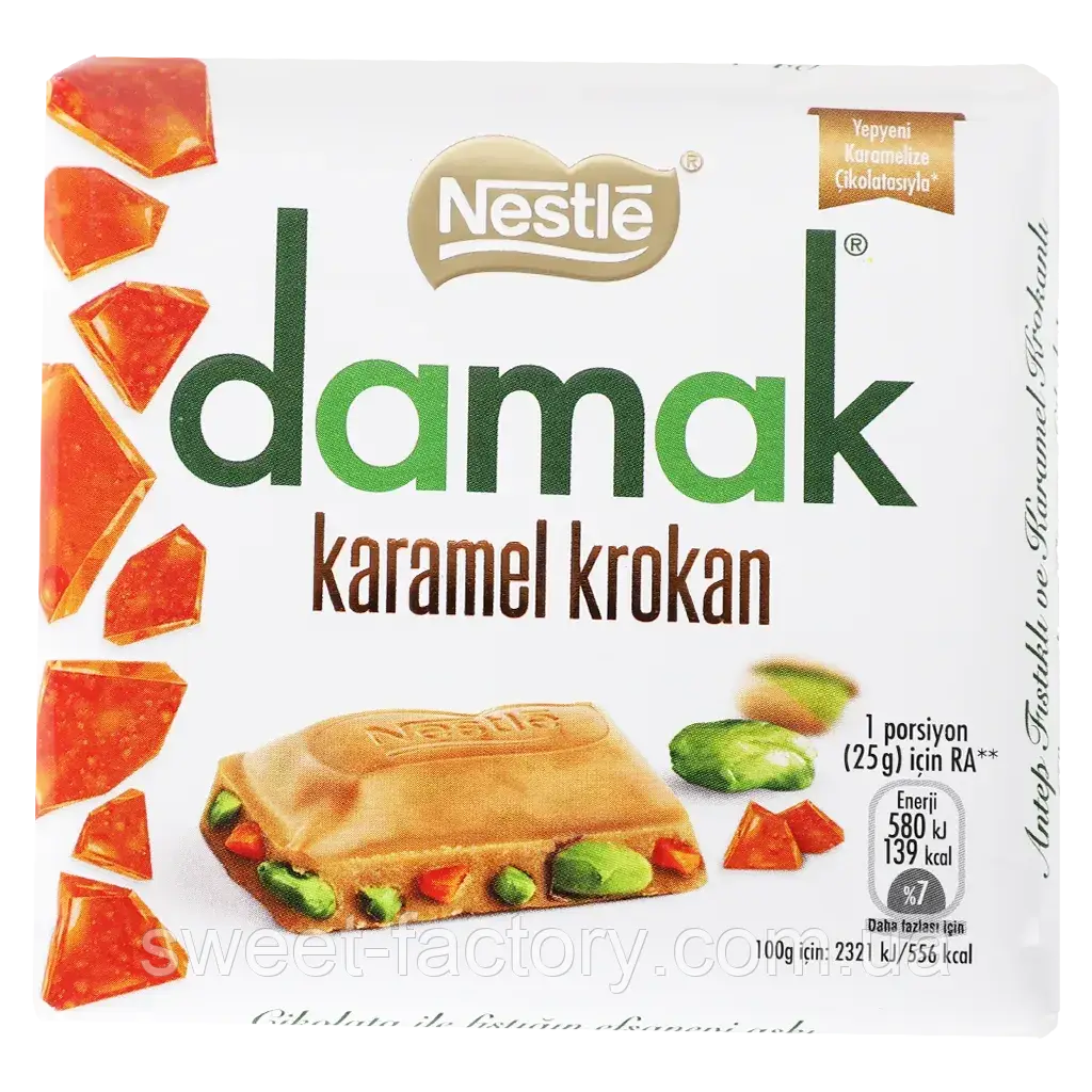 Шоколад Nestle Damak Karamel Krokan White Chocolate Pistachio 60g