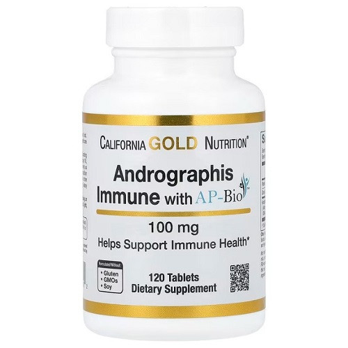 Для імунітету California Gold Nutrition Andrographis Immune with AP-Bio 100 mg (120 таблеток.), фото 1