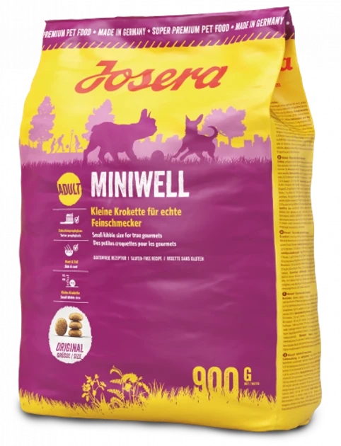Josera Miniwell сухий корм для собак дрібних порід від зубного каменю, домашня птиця 900гр