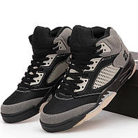 Кросівки чоловічі Nike Air Jordan 5 Retro осінь-весна демісезонні сірі. Живе фото