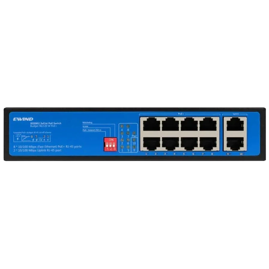 Ewind EW-S1910CF-AP 10-портовий комутатор 100M PoE