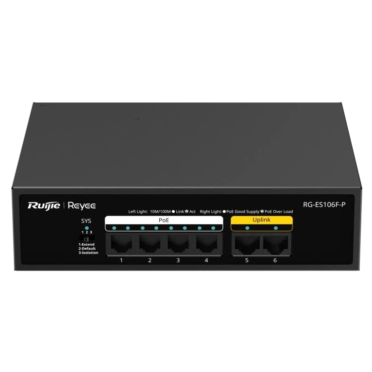 Ruijie Reyee RG-ES106F-P 6-портовий 10/100Мб некерований PoE