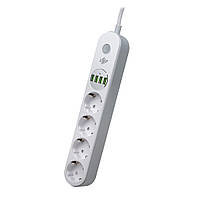 Мережевий фільтр LogicPower F24U4 4x220V-2500W, 4xUSB-5V/3.4A 17W довжиною 2 м Білий - 1 шт.