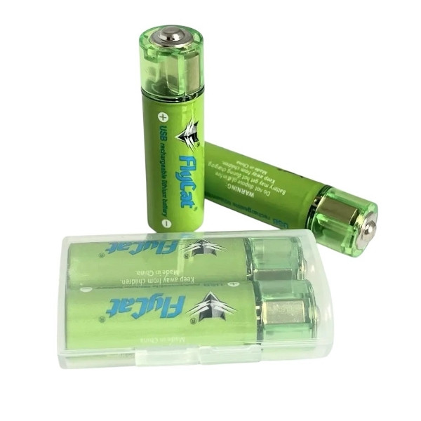 Комплект 2 акумулятора 1,5V 1500mаh з USB зарядкою від повербанка у вигляді батареї FluCat Салатовий