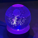 Куля акрилова світиться Висадка на місяць 6см з підсвічуванням на підставці, фото 3