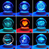 Куля акрилова світиться Висадка на місяць 6см з підсвічуванням на підставці, фото 7