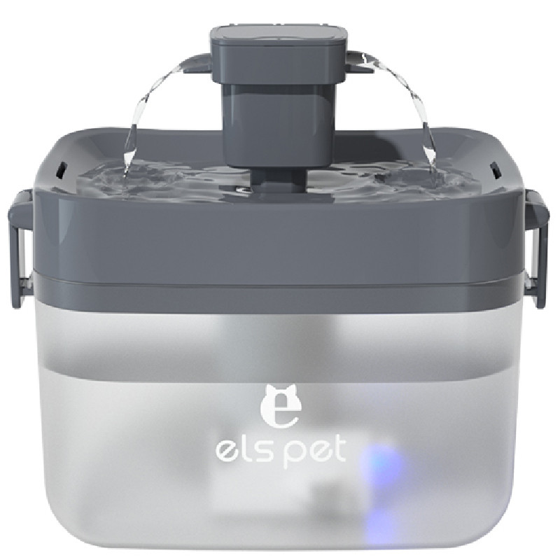 Фонтан для собак ELS PET 1,5 л з LED підсвіткою та фільтром, Прозорий, фото 1