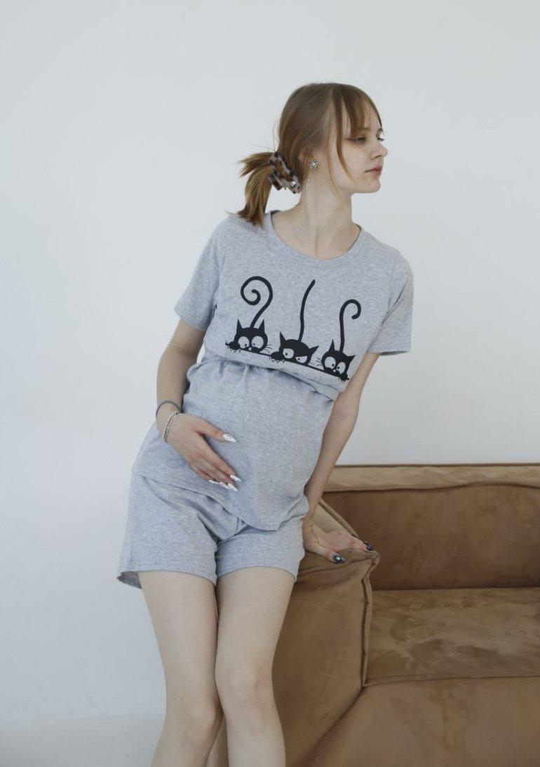 Комплект для годування та для вагітних Pregnant Style "Кішки" 44 сірий