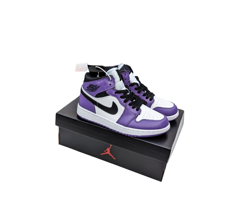 Жіночі кросівки зимові Nike Air Jordan 1 high fur Найк Джордан високі фіолетові з хутром