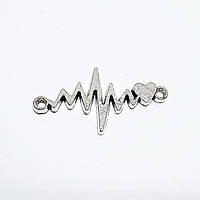 Конектори Finding Фурнітура для браслета підвіски кулона кардіограма серце Сталістий 31 мм x 16 мм